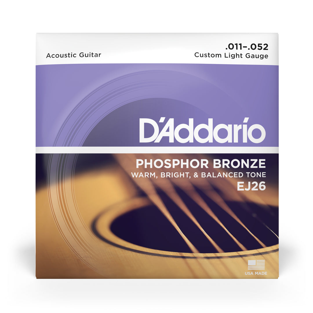 D'Addario 11-52 Custom Light, Phosphor Bronze Acoustic Guitar Strings