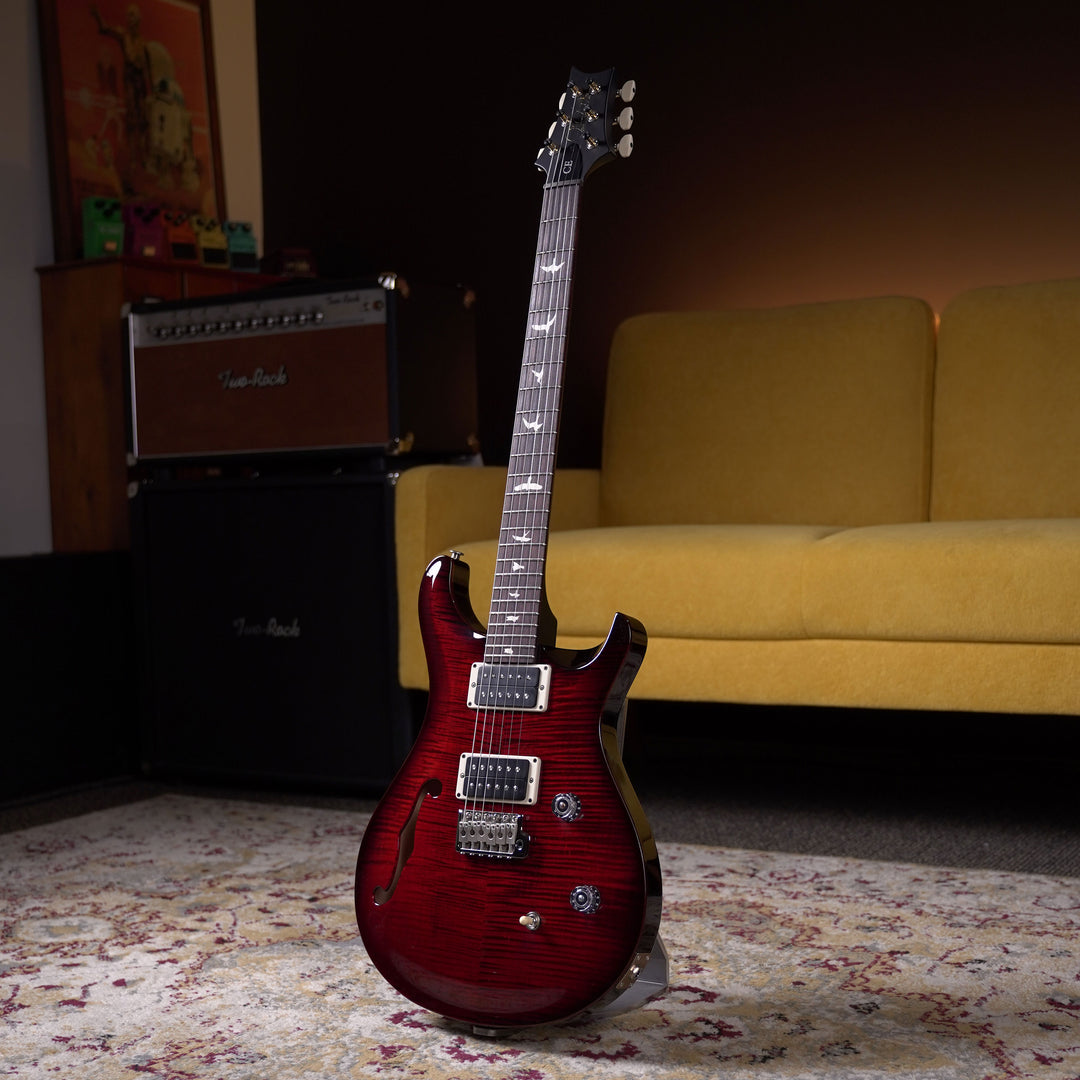 PRS CE 24 Semi-Hollow - Fire Red Burst w/Black Satin Neck