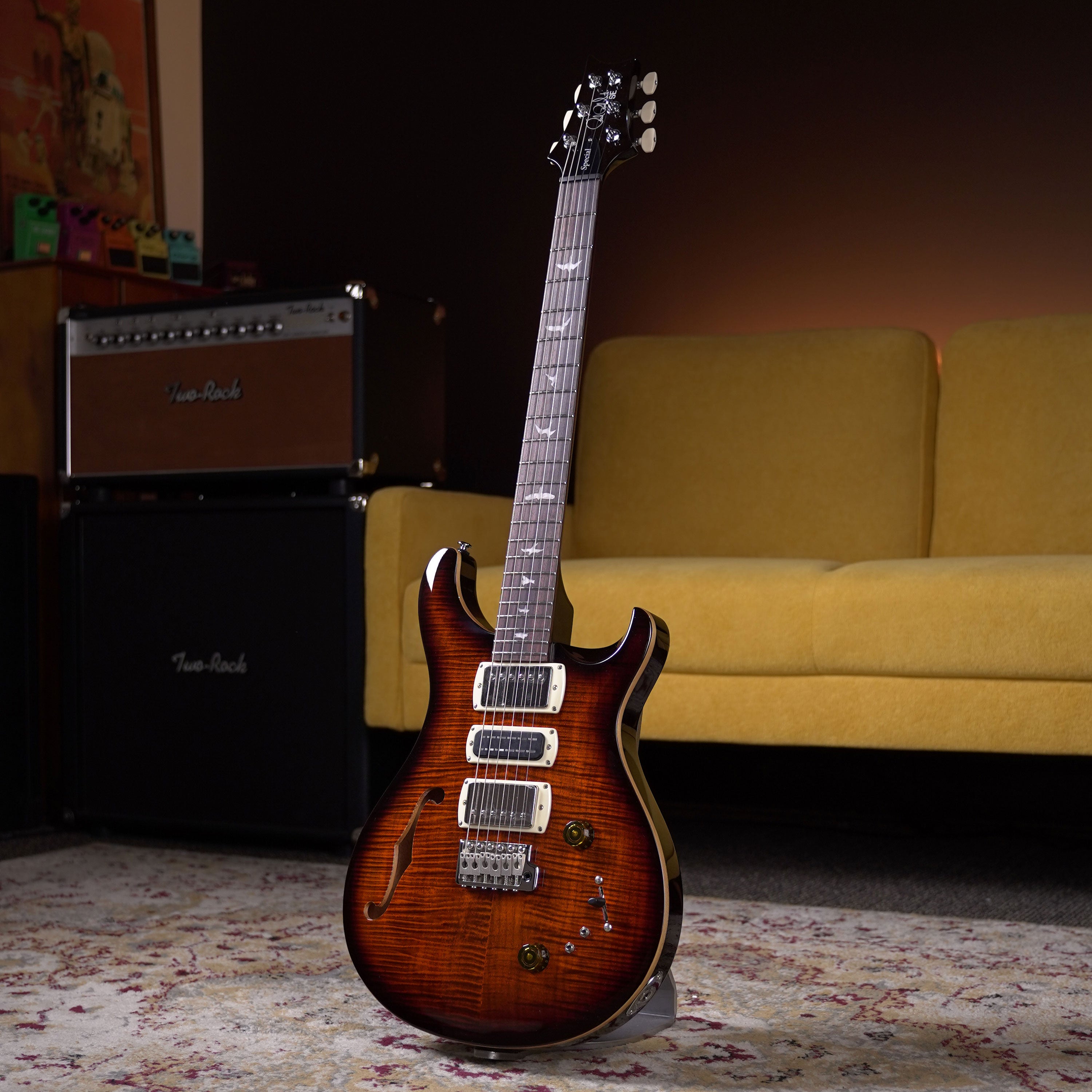 PRS SE Semi-hollow Special - Orange Tiger Smokeburst – High