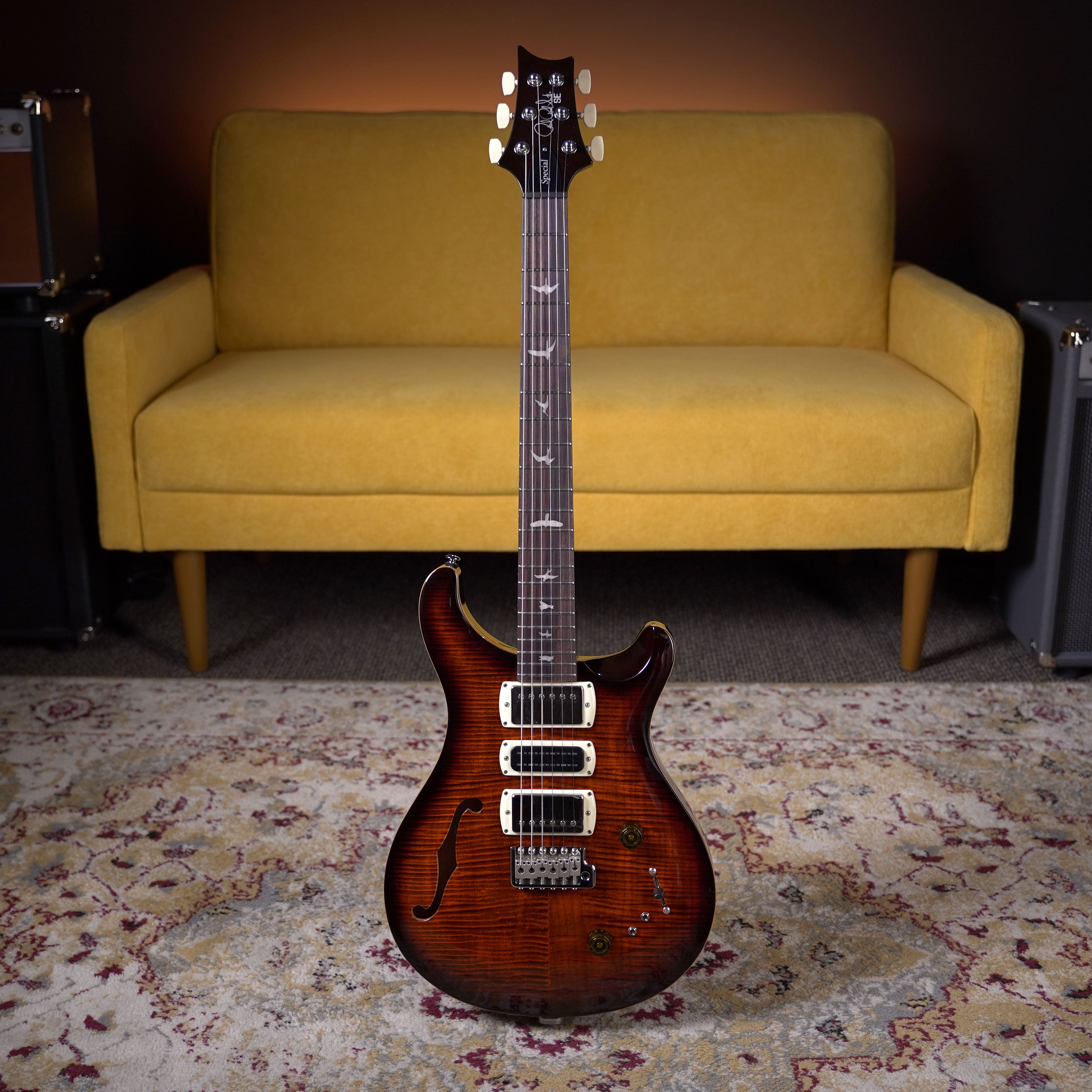 PRS SE Semi-hollow Special - Orange Tiger Smokeburst – High
