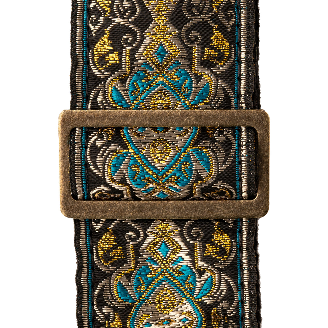 PRS 2" Deluxe Retro Jacquard Strap - Teal/Gold